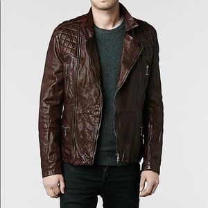 All Saints Oxblood Leather Jacket M